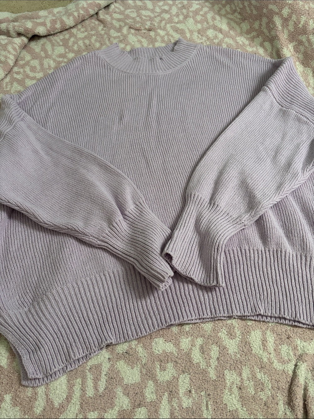 Pink Lily Lavender Crewneck Ribbed Knit Sweater